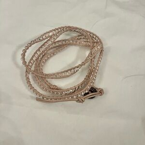Victoria Emerson Pink and White Beaded Wrap Bracelet